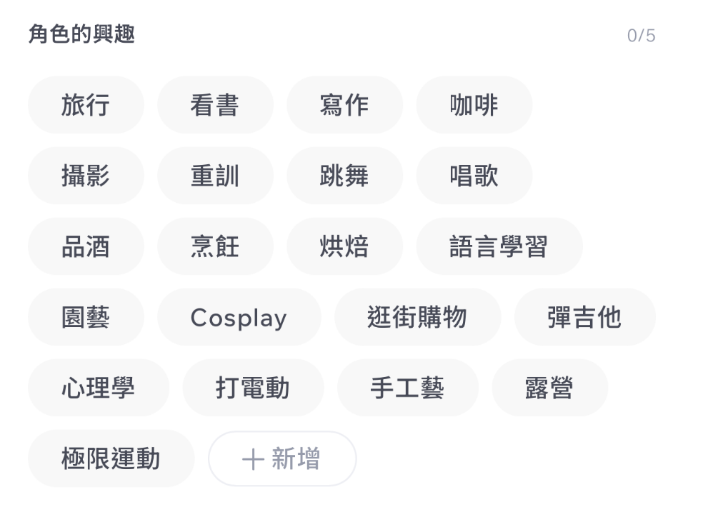 角色的興趣